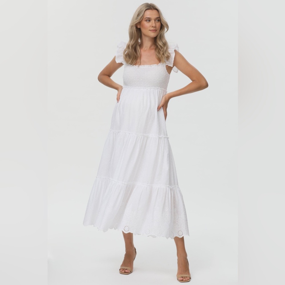 Pietro Brunelli Maternity CHLOÉ Long White Maternity Dress in Cotton Size L - Picture 3 of 14